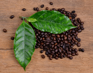 Coffee beans on wooden