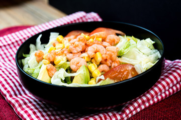 Fresh seafood Shrimp salad on table