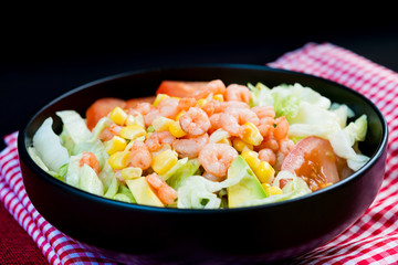 Fresh seafood Shrimp salad on table