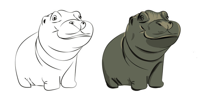 Baby Hippo Drawing Images – Browse 8,872 Stock Photos, Vectors, and Video |  Adobe Stock