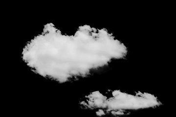 White clouds isolated on black background