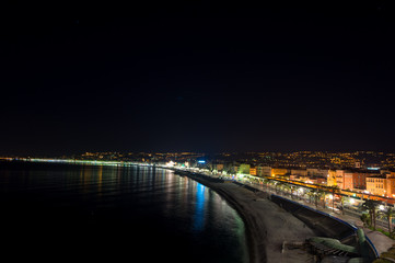 The night view of Promenade des Anglais