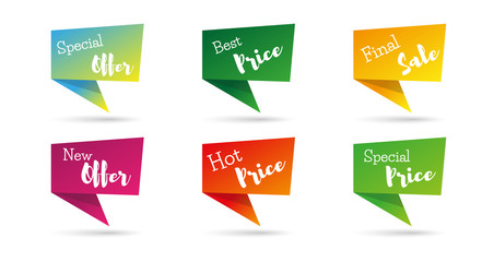 Set of sale signs, information vector
