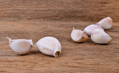 garlic on wood background