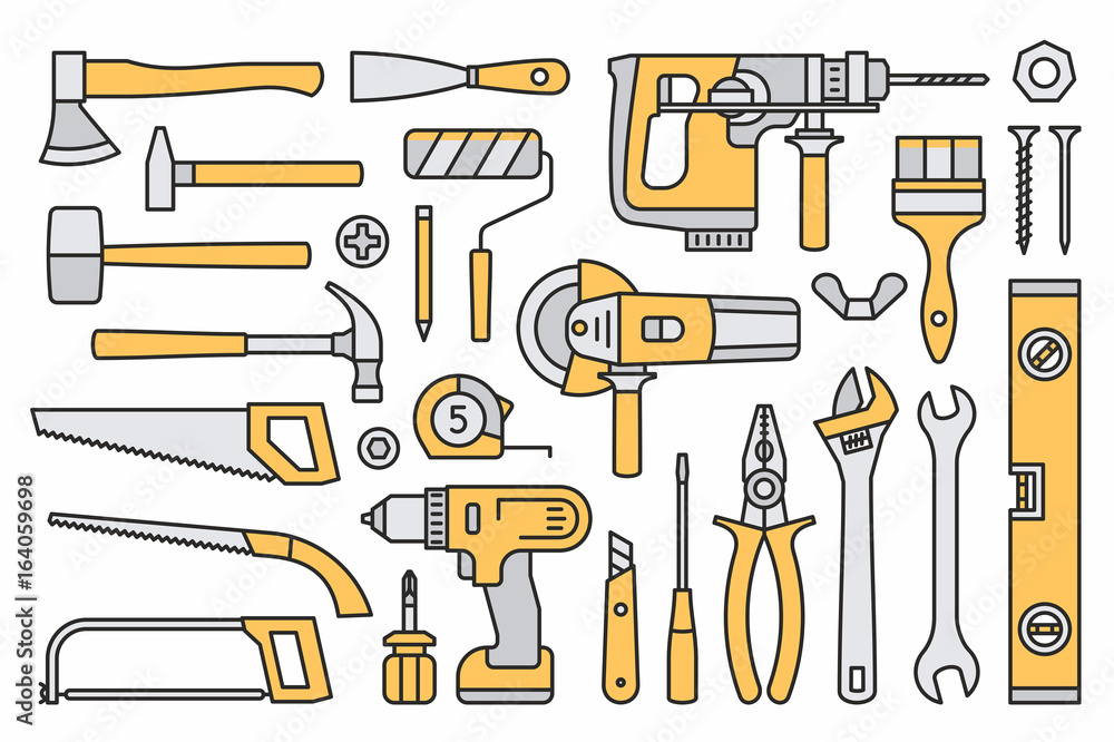 Poster building tools icons