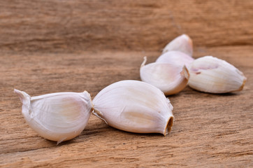 garlic on wood background