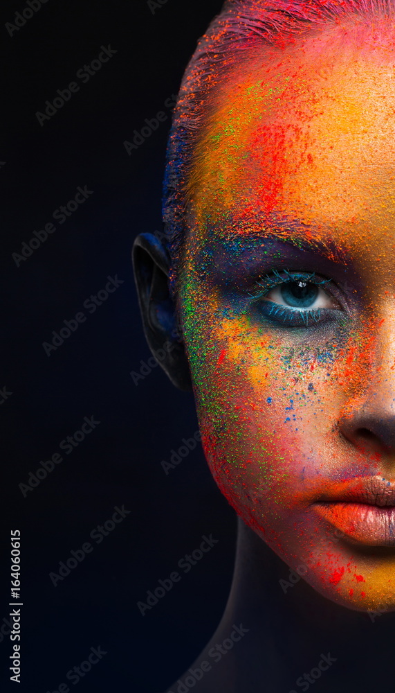 Wall mural Creative art of make up, fashion model closeup portrait