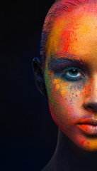 Creative art of make up, fashion model closeup portrait