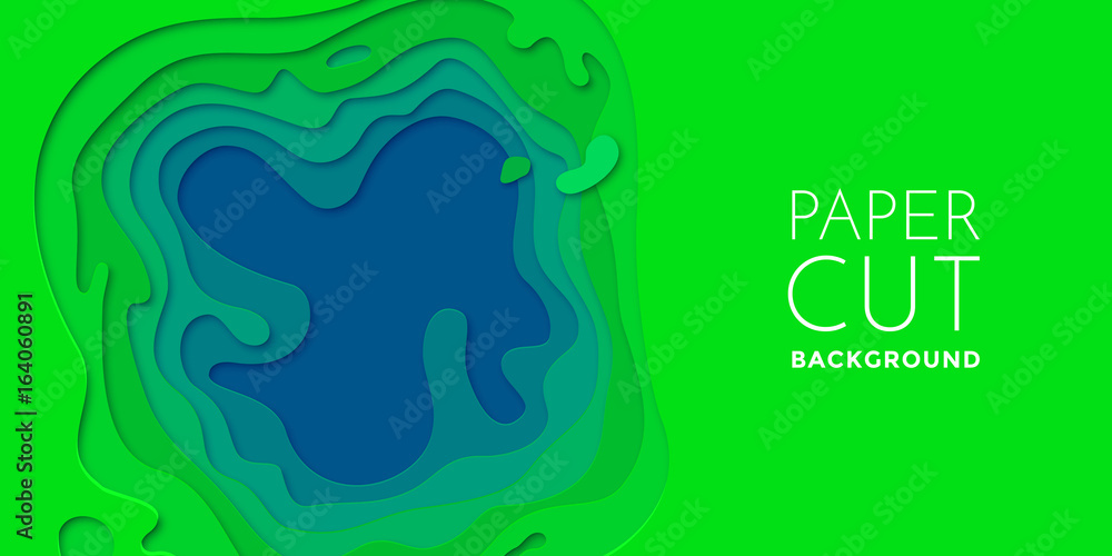 Poster Multi color layers effect papercut 3D paper cut topography vector art background texture