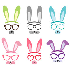 Set of cartoon vector bunny ears