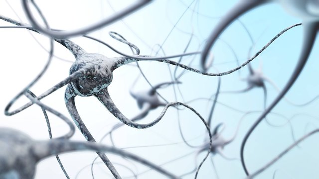 Neural network of the brain, nerve nodes, 3D rendering