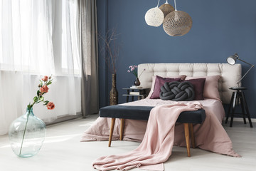 Roses in big glass vase