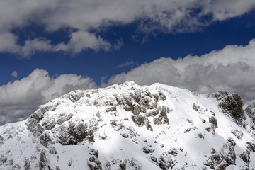 Fototapeta na wymiar summer snow on Cevedale range, Italy