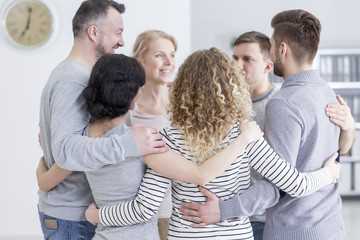 Group hug during therapy