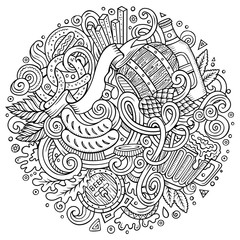 Cartoon cute doodles hand drawn Oktoberfest illustration