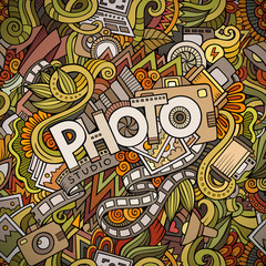 Cartoon cute doodles hand drawn Photo inscription