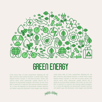 Ecology concept with thin line icons for environmental, recycling, renewable energy, nature. Vector illustration.
