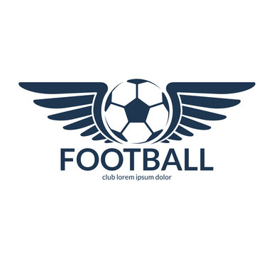 Football soccer ball with wings. Vector logo or symbol