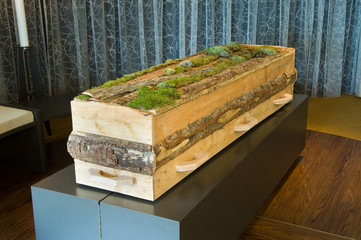 Coffin in morgue