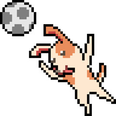 Fototapeta premium vector pixel art dog play ball