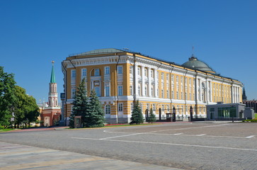 The building of the Senate and Nikolskaya tower in Moscow Kremlin, Moscow, Russia