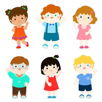 Happy kids variety nationality cartoon vector.