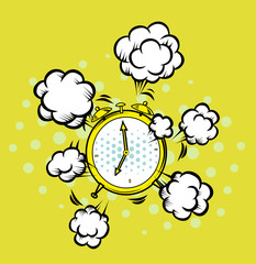 Wake up. Clock alarm. Cartoon illustration.