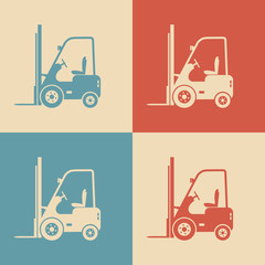 Forklift truck icons, retro colors