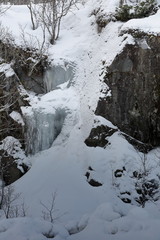 Ice waterfall beside Rv 85 road. Gullesfjordbotn-Hinnoya-Lofoten Vesteralen-Norway. 0079
