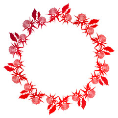 Decorative gradient frame with thistle silhouette. Raster clip art.