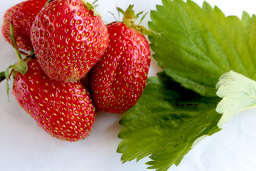 Klubnika with green leaves