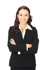 Portrait of happy business woman, isolated