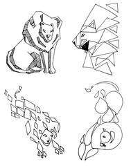 Lion  icon silhouette abstract isolated on a white backgrounds vector illustration