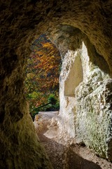 Autumn view from the Diana Grotto of Ermitage Arlesheim, Switzerland