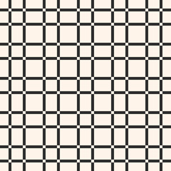 Vector lattice seamless pattern. Abstract geometric texture with vertical and horizontal interlacing thin lines. Square grid, repeat tiles. Monochrome checkered background. Design for decor, textile