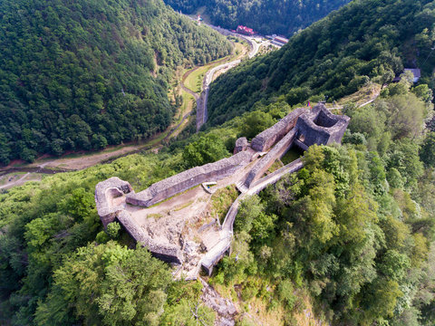 Aerial view of Fortress Poenari, Romania