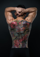 Asian model with tattoo