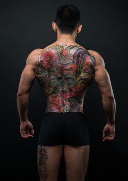 Asian model with tattoo