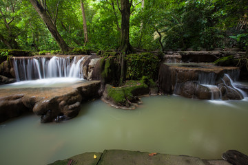 Naklejka premium Beautiful Waterfall on rainy season on Than Bok Khorani national park in Thailand. Than Bok Khorani Waterfall.