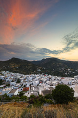 Fototapeta premium View of Chora village from the hill above, Skyros island, Greece. 
