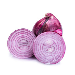 Fototapeta premium Sliced Fresh onion and Ripe onion on white background.