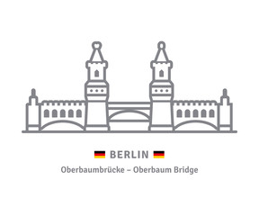 Berlin icon with Oberbaum Bridge and german flag