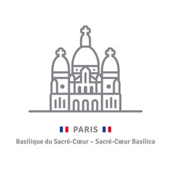 Paris icon with Sacre-Coeur basilica and flag