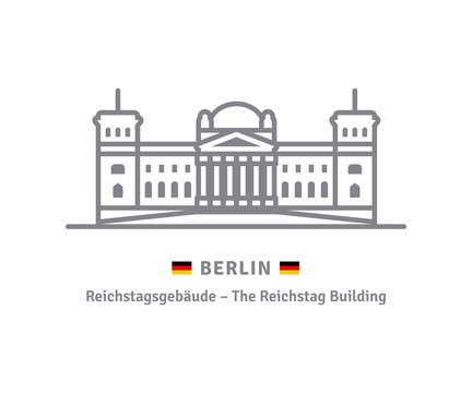 Berlin icon with Reichstag building and german flag