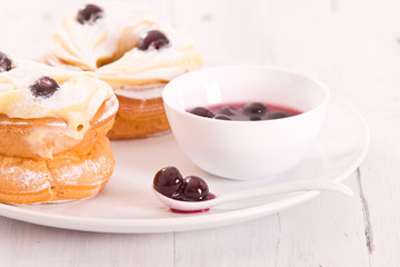 Zeppole with pastry cream. 