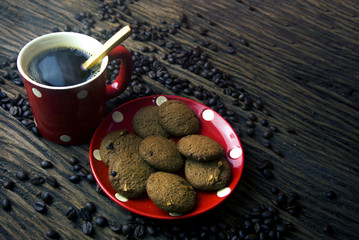 hot coffee and cookies in dish