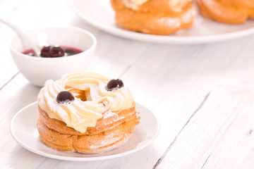 Zeppole with pastry cream. 