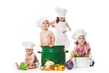 Kids play cook