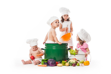 Kids play cook