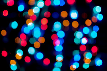 abstract bokeh blur of defocus colorful night light blinks on the street